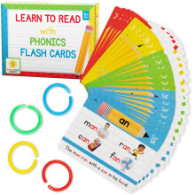 Phonics Flash Cards - Lær at læse i 20 foniske stadier - digraphs cvc blander lange vokallyde - fonetikspil til børn i alderen 4-8 børnehave førs
