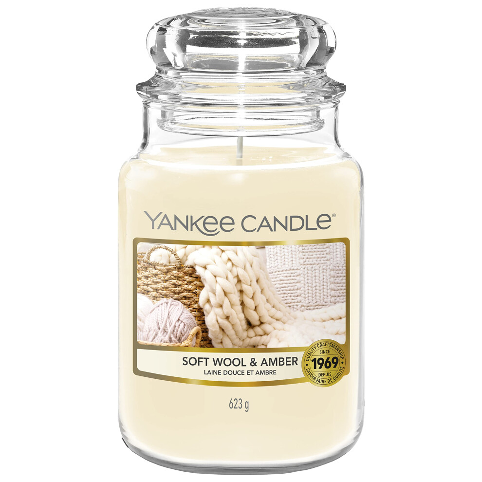 Yankee Candle Scented | Soft Wool & Amber Large Jar | Burn Time: up to 150 Hours | Perfect Gifts for Women  1720939E