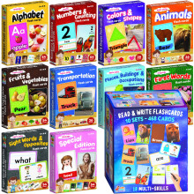 Flash -kort til småbørn 2-4 år - Jumbo Learning Box Set med rigtige billeder - Alfabetetummer Følelsesdyr Synsord Farveformer - Toddler Flash -ko
