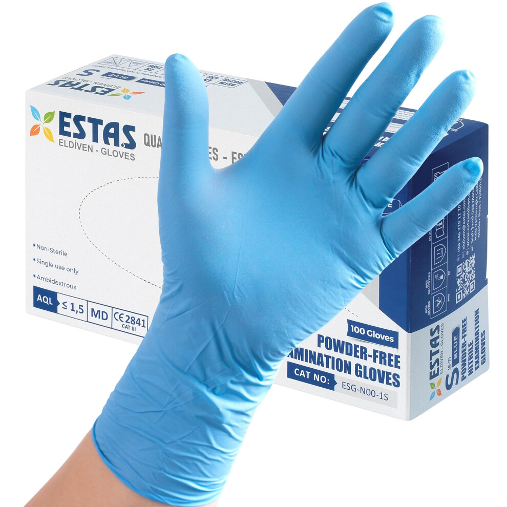 Estas Nitrile Gloves - 100 Pack Large - 4 Mil Thick Disposable Gloves - Textured Fingertips Extra Durable 8683686001107