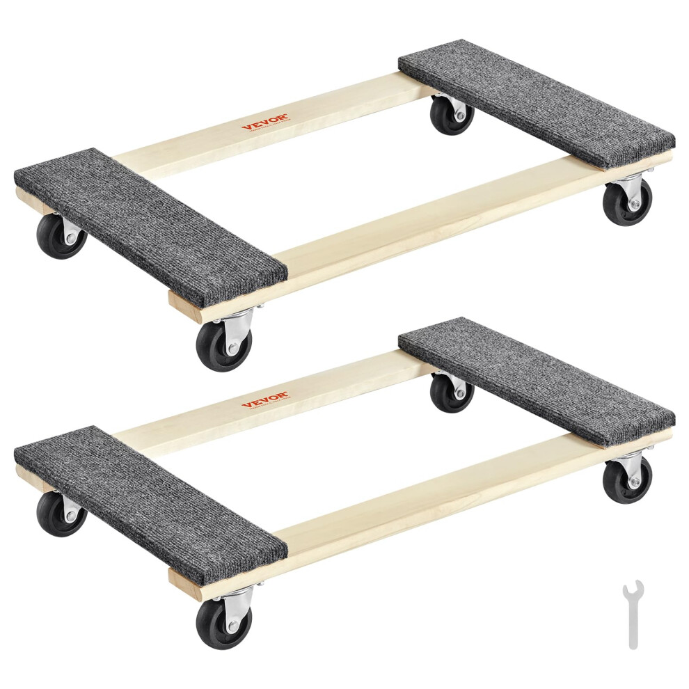 Hardwood Furniture Moving Dolly  30 in. x 18 in. 4 x 3 PP Swivel Casters  Heavy Duty Wooden Mover Dollies  Moving Cart with Wheels for Heavy Furniture