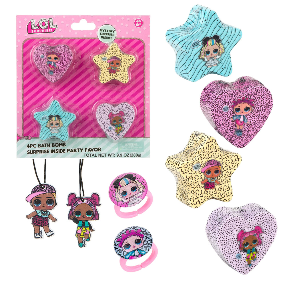 L.O.L. Surprise! 4pc Bath Bomb Set - Non-Toxic  Kid-Safe Bath Bombs for Girls  Spa Gifts & Bath Accessories for Kids