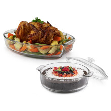 Libbey Baker's Basics 2-delige glazen ovenschotelset met 1 glazen deksel