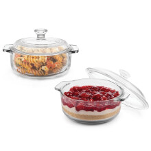 Libbey Baker's Basics 2-delige glazen ovenschotelset met glazen deksels