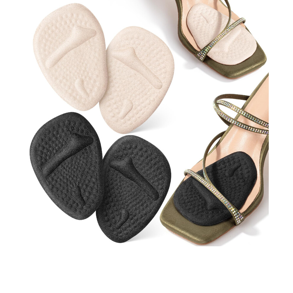 Dr Jk - 2 Pares De Almohadillas Metatarsianas Negras Y Beige Para El Tal N De Mujer.-image