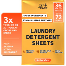 Zero Trace Pyykinpesuainelakanat (72 Loads Fresh Scent) Muoviton ympäristöystävällinen turvallinen herkälle iholle (aktiiviseen käyttöön)