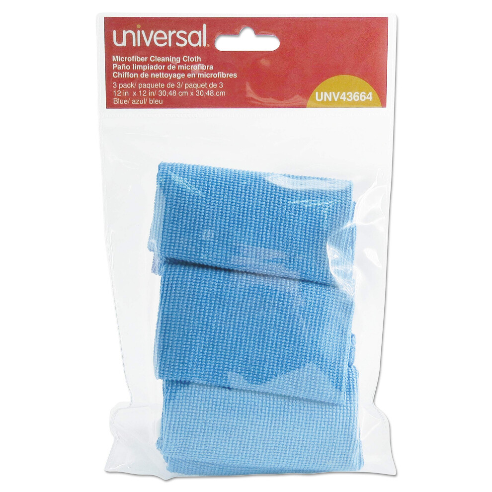 Universal Microfiber Cleaning Cloth  12 X 12  Blue  3/Pack