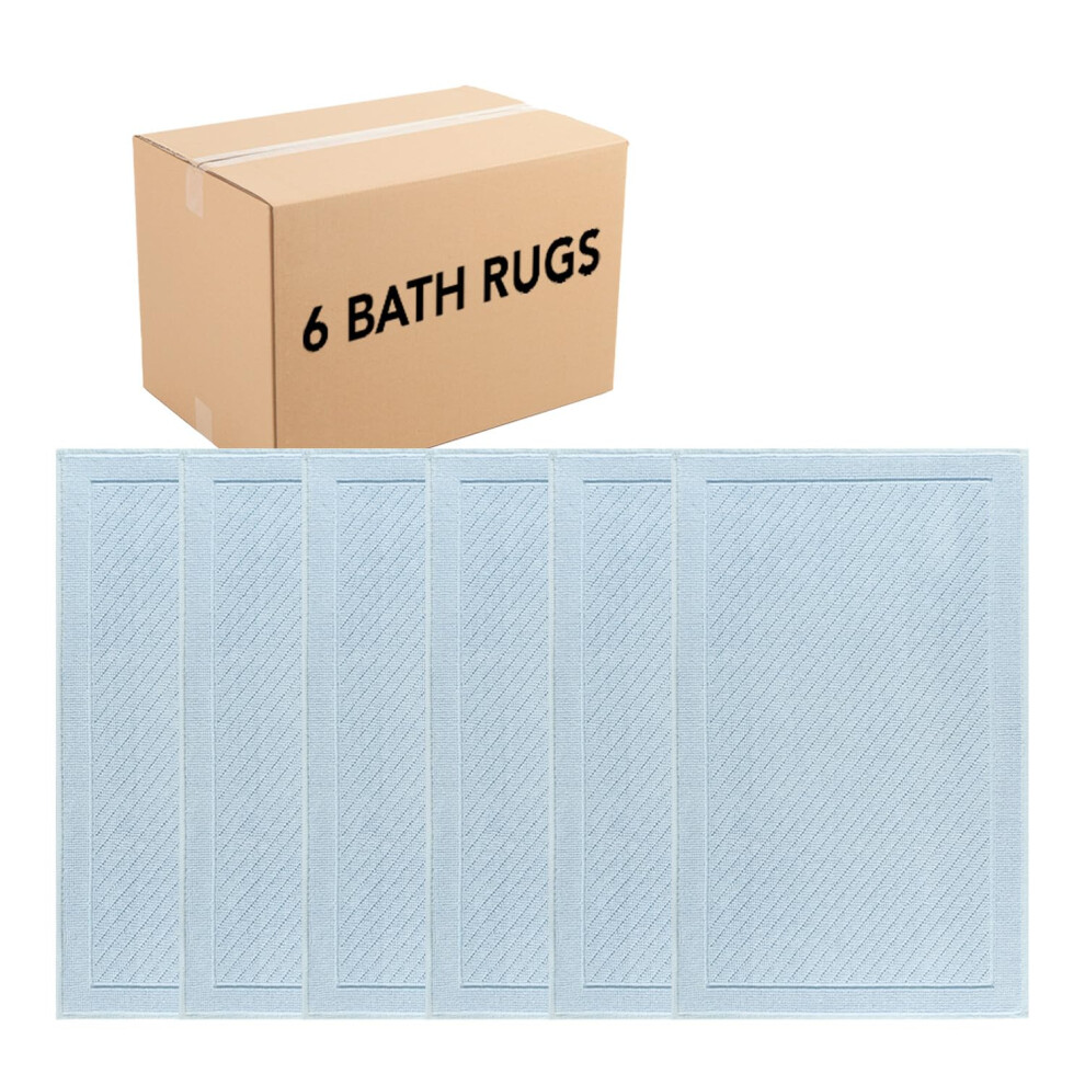 Tapis de bain Arkwright 100 % coton - Lot de 6 - Tapis de bain texturé, très absorbant et antidérapant, pour douche et baignoire, 61 x 91 cm - Bl