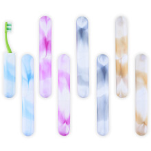 UnicomT 8 PCs Travel Toothbrush Case with Drainage Holes - Portable Breathable Bulk Plastic Toothbrush Holders Travel Covers - Ideal for Camping Tr