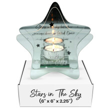 Pavilion Gift Company - Hviezdy na oblohe - 15 cm x 15 cm x 6,25 cm - sklenený držiak na cajové sviecky a zrkadlo v tvare hviezdy - na pamiatku s