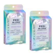 Voesh Pedi in a Box Glimmer - 2 pakker Unicorn Peach Pedi in a Box Spa Pedicure Kit Sparkly Pedicure Diy Pedi Foot Care Athome Pedi Products Vega