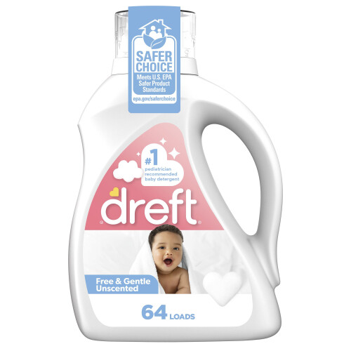 Lessive liquide pour b   b    Dreft, non parfum   e, 2,7 l, 64 brass   es