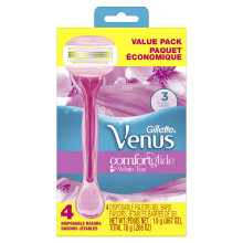 Rasoirs jetables Gillette Venus ComfortGlide parfum s au th blanc pour femmes, lot de 4