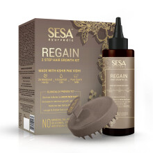 SESA Ayurvedic Regain 2-staps haaroliegroeikit met 26 kruiden en 6 essenti?e oli? Bevordert de haargroei Vermindert haarval met massager Natuurlijke