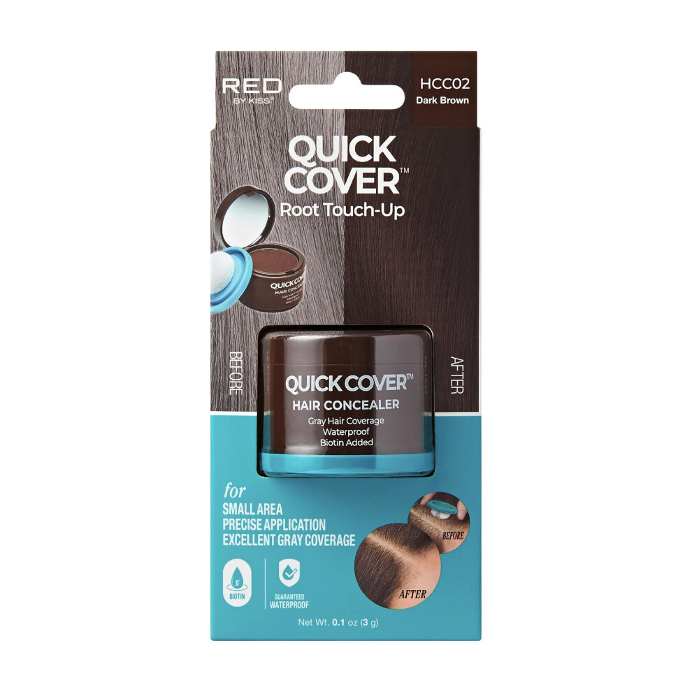 Rã¸D Ved Kys Red,Brown Red By Kiss Quick Cover Hair Concealer Temporary Root Touch-Up Precision Gray Coverage Lightweight & Waterproof Biotin Infused (Dark Brown)
