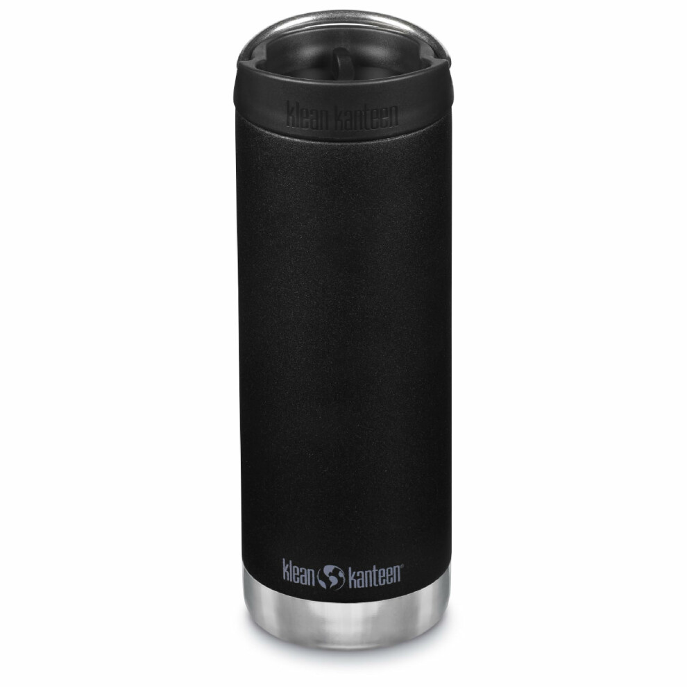 Klean Kanteen TKWide Insulated Coffee Tumbler with Cafe Cap - Stainless Steel Water Bottle & Thermal Tumbler - Black  16 oz