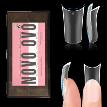 NOVO OVO Ongles de Canard Épais avec Courbe Lune pour Acrylique, Longs Clairs Pré-Étirés
