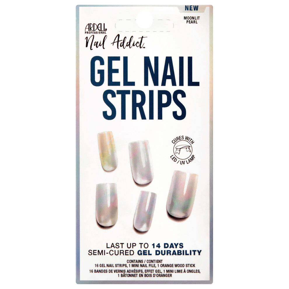 Ardell Nail Addict Gel Nail Strips - Moonlit Pearl  Lasts Up to 14 Days  1-Pack