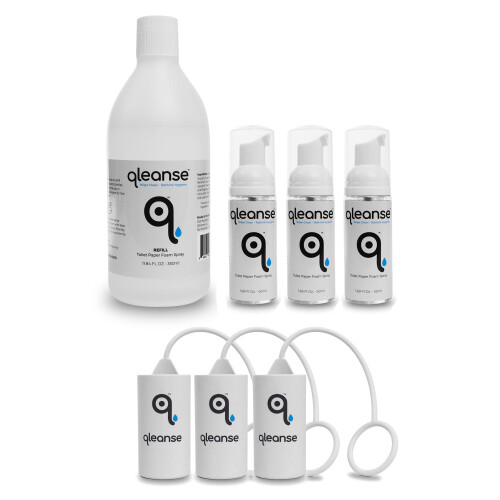Spray et support pour papier toilette Qleanse (pack familial)