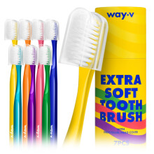WAY.V Extra Soft Toothbrush for Adults Sensitive Gums and Teeth with Individual Head Covers 7 Pcs Manual Toothbrushes - Family and Guests (7 Counts