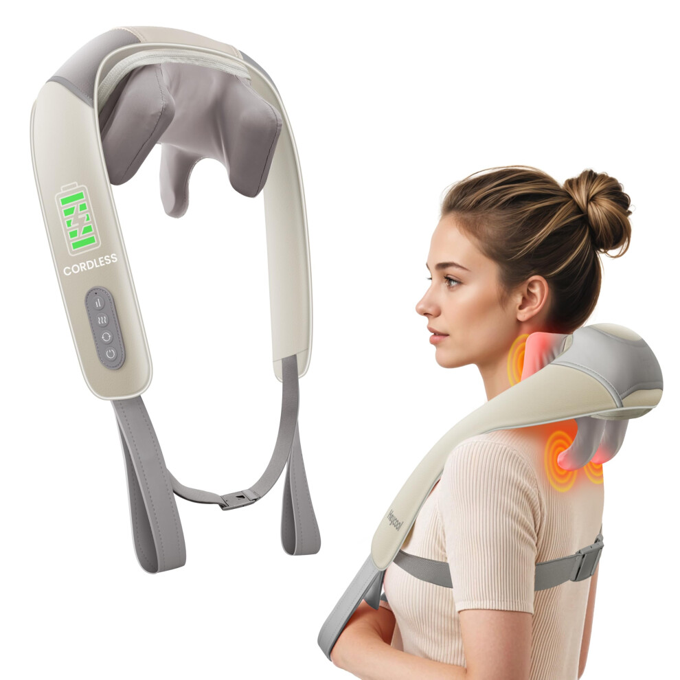 Heycool Cordless Neck Massager With Heat Fsa Hsa Eligible 4D Deep Kneading Neck Shoulder Massager For Pain Shiatsu Back Massager Pillow Gifts For