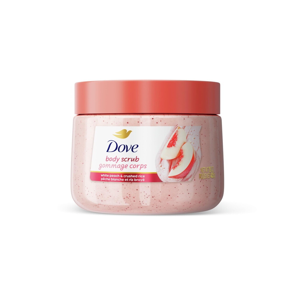 Dove White Peaches & Crushed Rice Body Scrub Exfoliates and Deeply Nourishes for Smooth  Radiant Skin 15oz