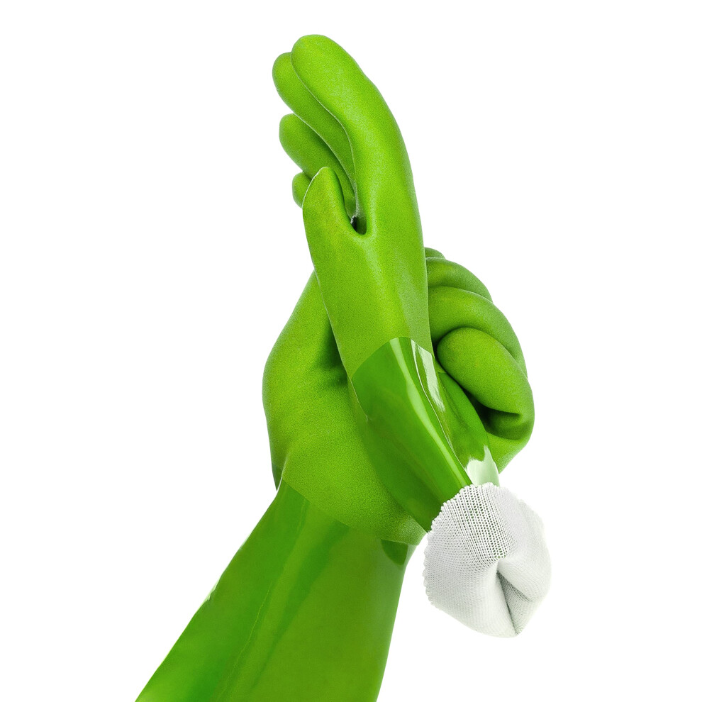 Kitchen-Star Ultimate Rubber Household PVC Gloves with Comfortable Cotton Lining  Anti-Slip surface  Kitchen Dishwashing  Extra Thickness  Kitchen Cle-image-OPC-PH8KZQF-NEW