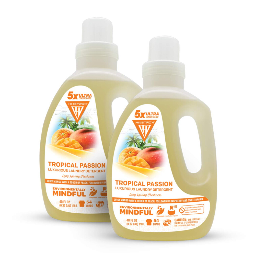 Hiketron 5 X Detergente Liquido Concentrato Ultra Duraturo, Profumato, Rimuove Le Macchie Ostinate, Lavabile In Lavatrice, Passione Tropicale (2,365 Ml, 108)-image