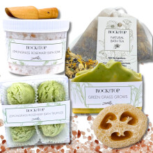 Rock the Top | 6 Trawa cytrynowa Rozmaryn Prezenty do samoopieki dla kobiet Aromaterapia Sl do kapieli Epsom Sole do kapieli Lawendowe mydlo Bomby d
