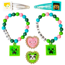 Luv hendes Minecraft Girls Bff 6 Piece Toy Jewellery Box Set med 2 ringe 2 perlearmbånd og snap hårklip i alderen 3