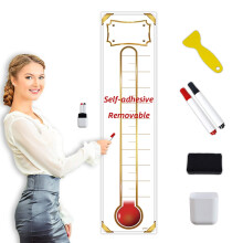 Fundraising-Thermometer-Diagramm, Ziel-Tracker-Aufkleber 121,9 x 30,5 cm trocken abwischbares Zielsetzungs-Wandposter, Thermometer abnehmbarer,