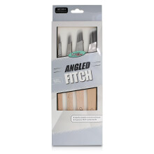 Angled Fitch Paint Brush (Grey Color), Set of 4 sizes - 19mm, 6mm, 13mm, 25mm Filaments, For Detailed Work & Touching Up, Beechwood Handles,
