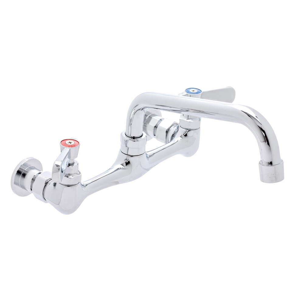 Kitchen Sink No Lead Faucet - Durasteel 8"" Center Wall Mounted Commercial Kitchen Sink Faucet With 6"" Swivel Spout - Nsf Certified - Dual Lever Hand 643950980147