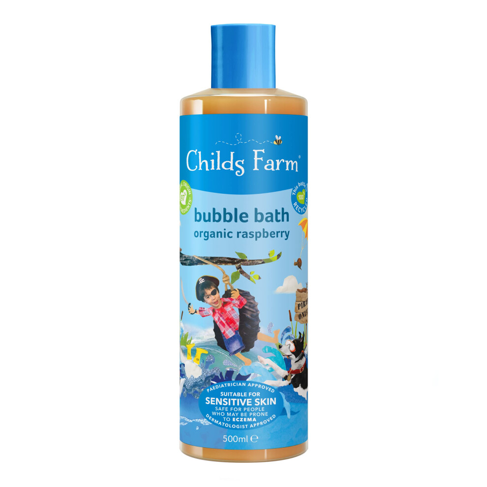 | Kids Bubble Bath 500Ml | Organic Raspberry | Gently Cleanses & Soothes | Suitable Dry, Sensitive & Eczema-Prone Skin Childs Farm