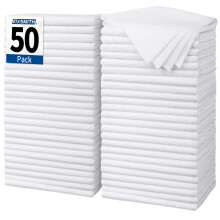 FIXSMITH White Microfiber Cleaning Cloth Pack of 50 16""X12"" Cleaning Rags for Housekeeping and Kitchen Reusable Shop Towels Microfiber Towels fo