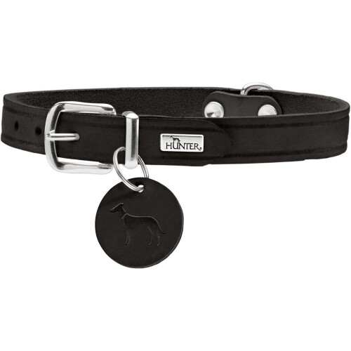 Hunter Collar Aalborg, 47 Soft genuine cow leather, black