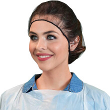 Sort nylon-h?rnet 21 pakke med 100 engangs-h?rnet-h?tter med elastisk kantnet, str?kbart voksenh?rbetr?k til almindelig madlavning Madservice Uni