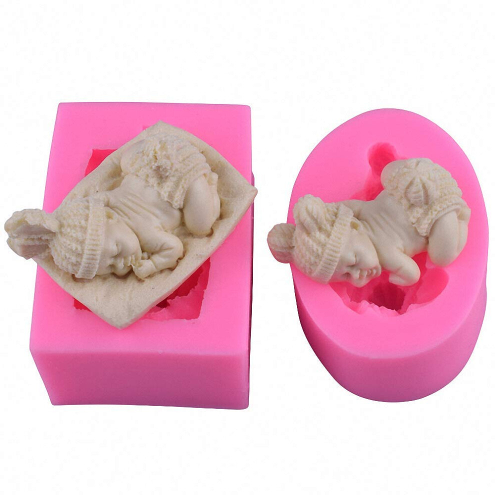 Lot De 2 Moules 3D En Silicone Pour D Coration De G Teaux, Chocolats, Bonbons, Savon, Bougies, F Te Pr Natale, Premier Anniversaire-image