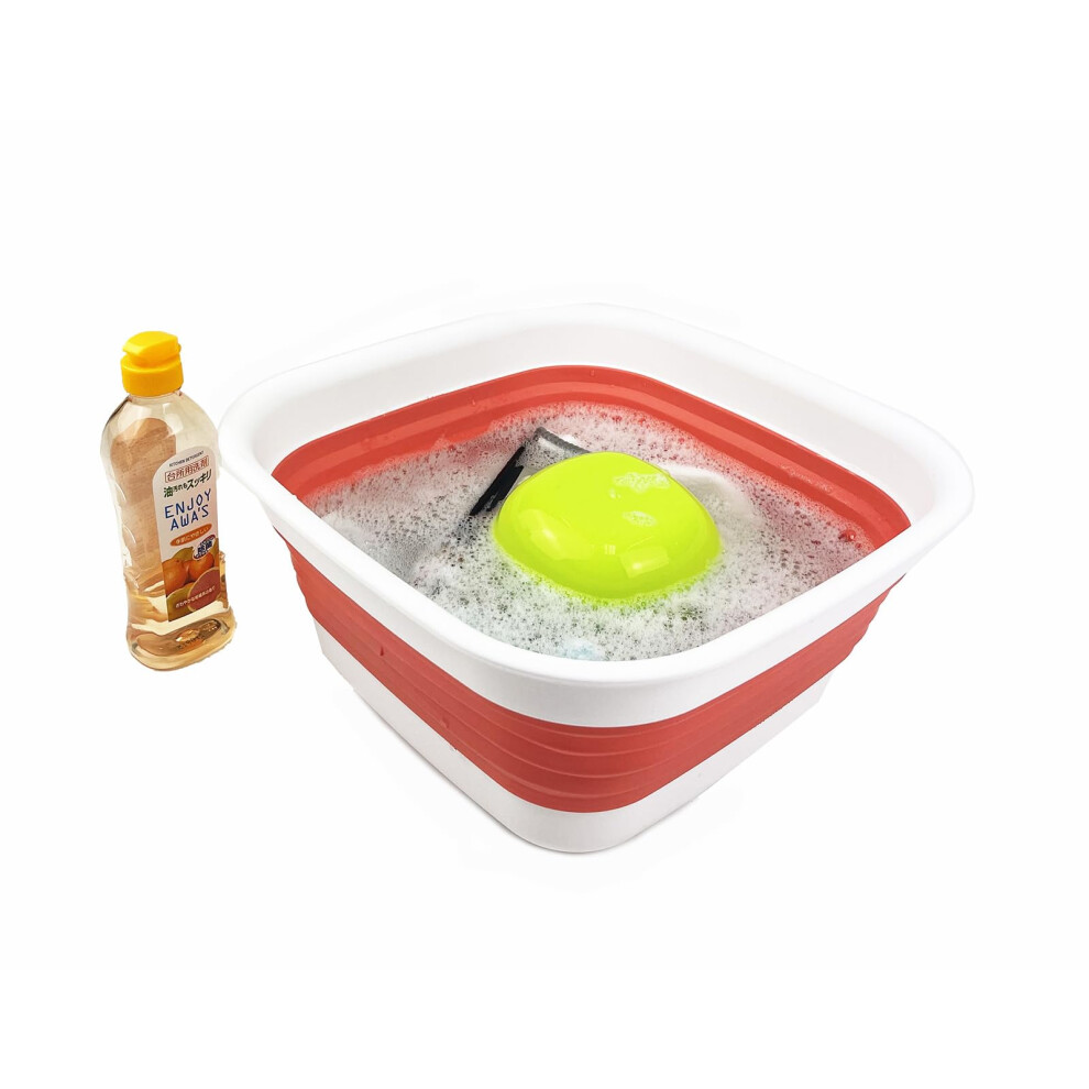 Sammart White/Coral/Pink 8L (2.1 Gallon) Collapsible Tub - Foldable Dish Tub - Portable Washing Basin - Space Saving Plastic Washtub (/ Pink)