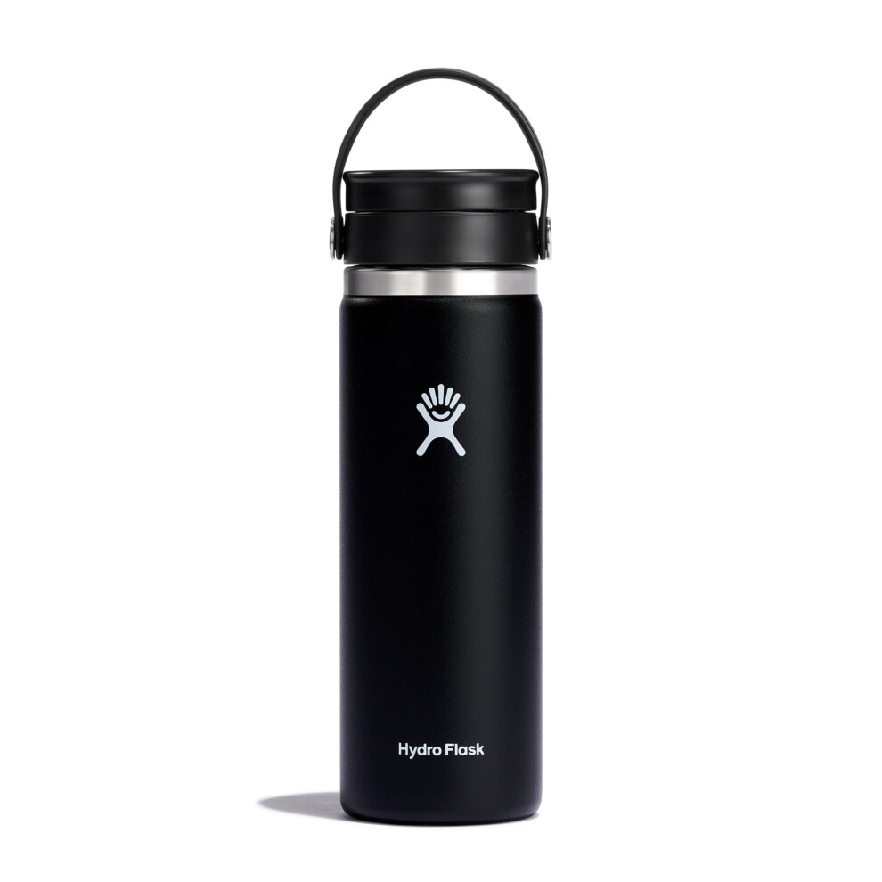 Hydro Flask Wide Mouth Bottle with Flex Sip Lid - Insulated Water Bottle Travel Cup Coffee Mug Black 20 oz