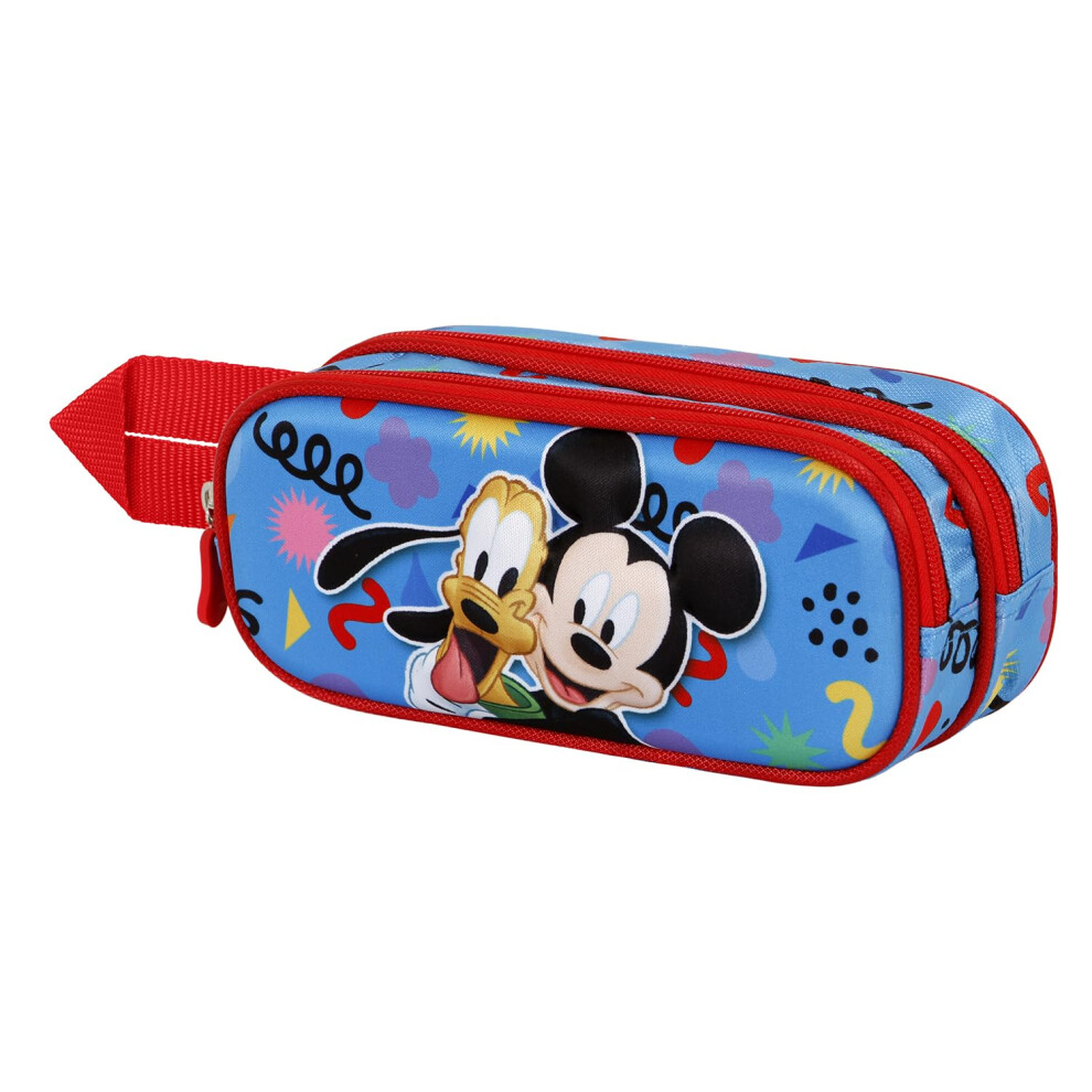 Disney Karactermania Mickey Mouse Mates-3D Double Pencil Case, 22 X 9.5 Cm Blue