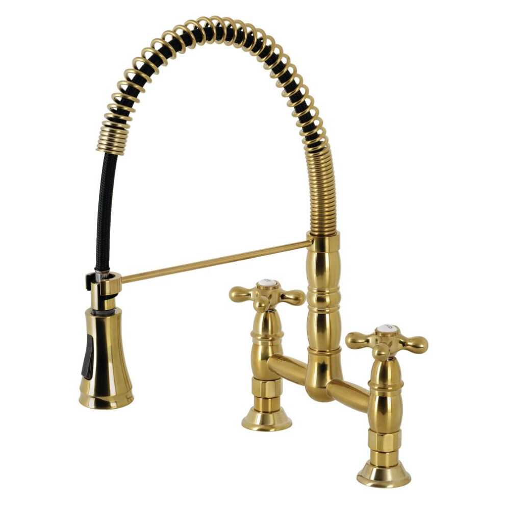 Photos - Tap Hidden Part Kingston Brass GS1277AX Heritage Two-Handle Deck-Mount Pull-Down Sprayer Kitchen Faucet 11.19 x 10 x 18.75 Polished Chrome 