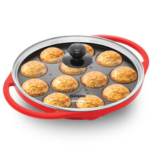 Hawkins 26 cm Appe Pan Non Stick Paniyaram Pan with Glass Lid 12 Cups Paniyarakkal Ceramic Pan Litti Pan Kuzhi Paniyaram Pan Ponganalu Pan Red (