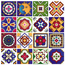 RoyalWallSkins Mexicaanse tegelstickers 4x4 inch - Set van 16 - Zelfklevende Peel and Stick tegelstickers voor Backsplash Badkamer Keuken Home Decor