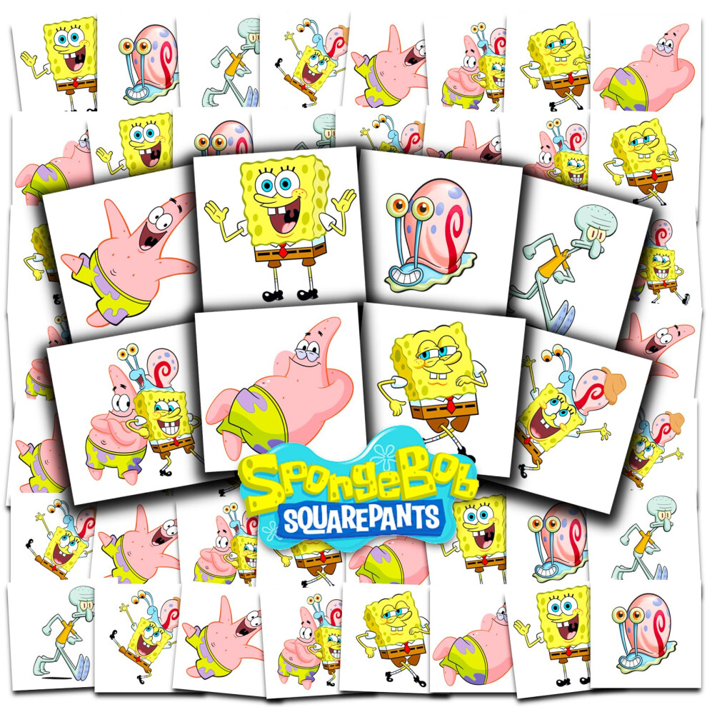Spongebob Squarepants Tattoos Party Favors Bundle ~ 70+ Perforated Individual 2"" x 2"" Spongebob Temporary Tattoos for Kids Boys Girls (Spongebob Par