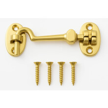 SISI UK Cabin Hook 75mm Polished Brass Door Handle Store, Gate Latch, Door Latch, Door Hook, Hook and Eye Latch, Cabin Hook, Gate Hook, Hook and Eye