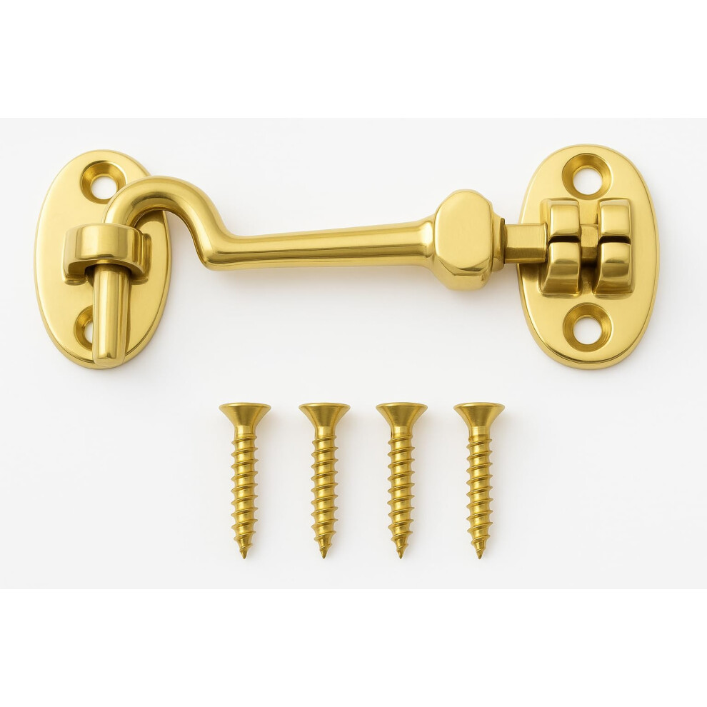 Sisi Uk Cabin Hook 75Mm Polished Brass Door Handle Store, Gate Latch, Door Latch, Door Hook, Hook And Eye Latch, Cabin Hook, Gate Hook, Hook And Eye 5060184215763