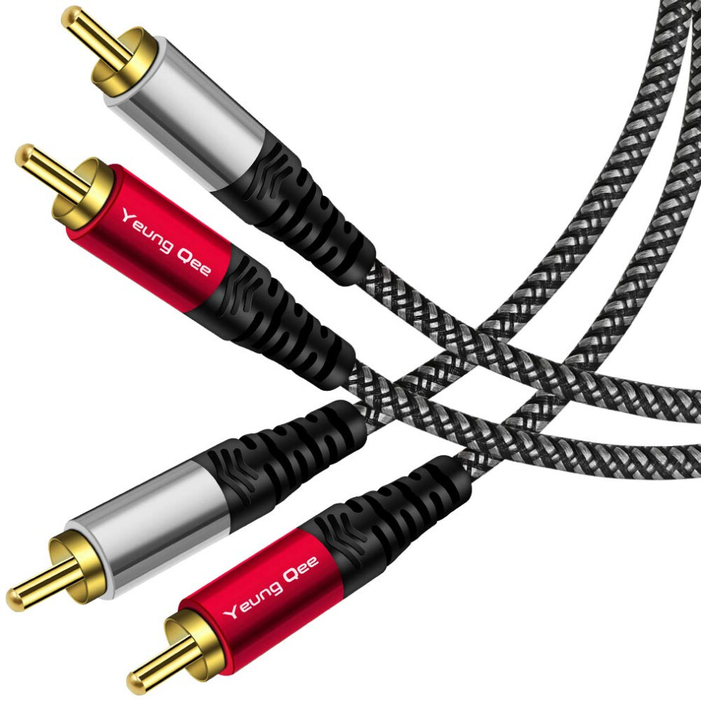 2 Rca Audio Cable 8M,Yeung Qee 2Rca Male To 2Rca Male Audio Stereo Subwoofer Cable Nylon-Braided Auxiliary Audio Cord For Home Theater, Hdtv, 788285832522
