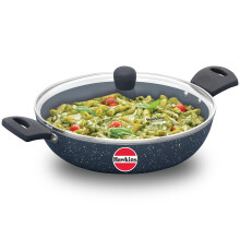Hawkins Nonstick Pro Pasta Pan 28 cm Diameter Induction Frying Pan Granite Fry Pan Blue (ICP28G)
