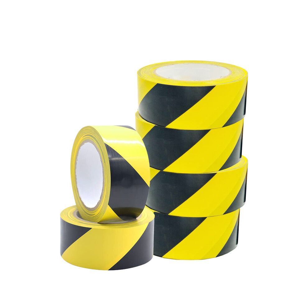 Venuscello 6 X Floor Marking 48Mm X 33M Ldpe Black & Yellow Heavy Duty High Visibility Floor Hazard Lane Tape 7427061012484